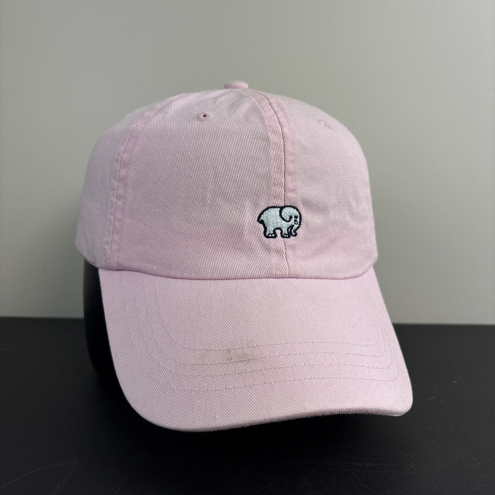 Y2K Ivory Ella Hat Light Pink Elephant Embroidered Adjustable Strapback Dad Cap